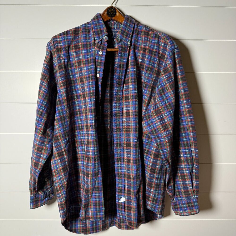Ralph Lauren Plaid Button Down Long Sleeve Red, Blue...100% Cotton Size XL VNTG